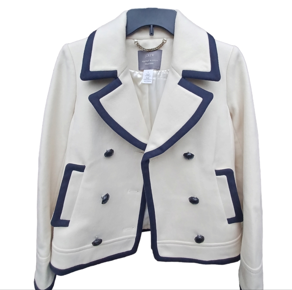 J crew cream 100% Italian wool nello gori peacoat sz 0